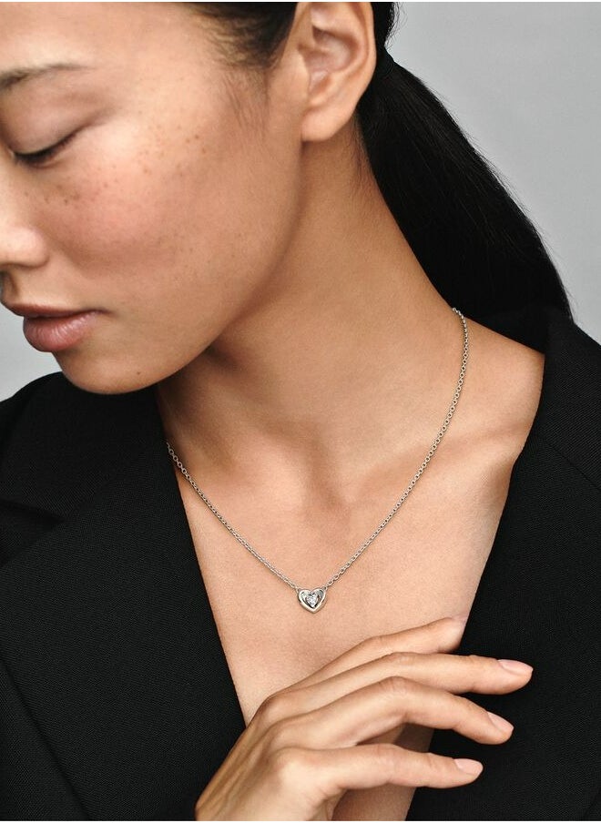 Pandora Violet Pandora Radiant Heart u0026 Floating Stone Pendant Collier Necklace for Women  - Image 2