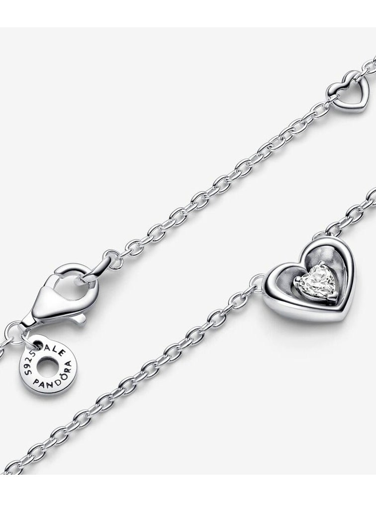 Pandora Violet Pandora Radiant Heart u0026 Floating Stone Pendant Collier Necklace for Women  - Image 3