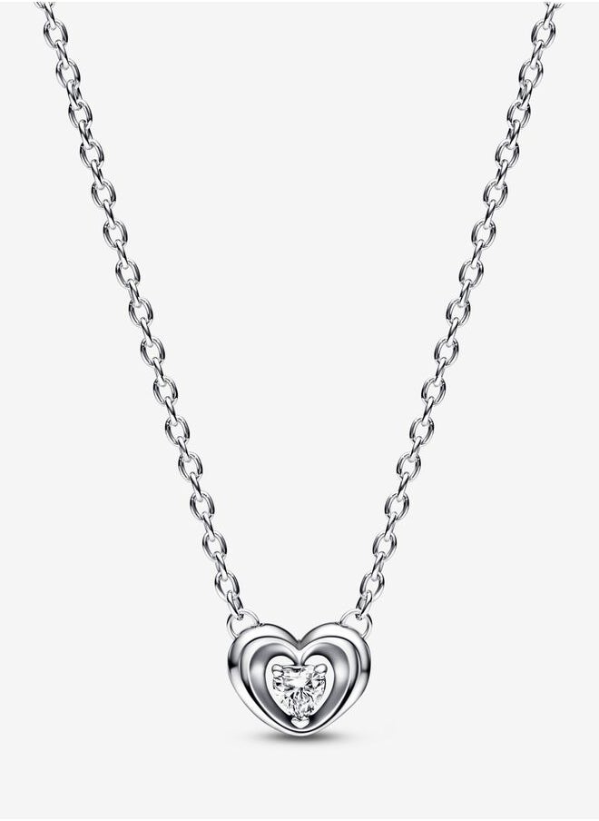 Pandora Violet Pandora Radiant Heart u0026 Floating Stone Pendant Collier Necklace for Women  - Image 1