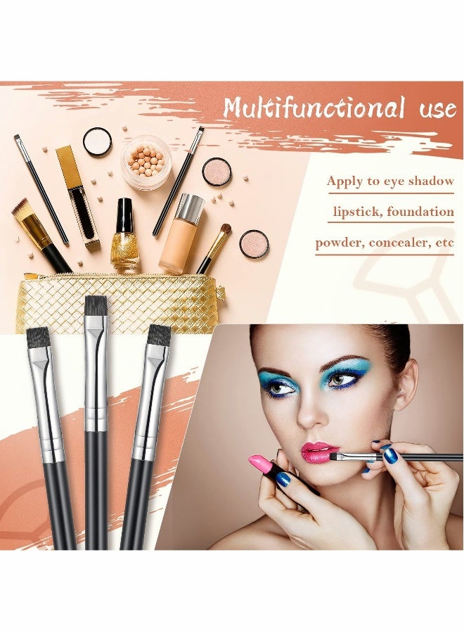 Eyebrow Brush, 6 Pieces Makeup Brush Set Flat Eyeliner Brush Thin Angled Brush and Comb Firm Brow Brush Eye Shadow Brush Point Black Duo Spoolie Brushes for Eye Makeup  - Image 2
