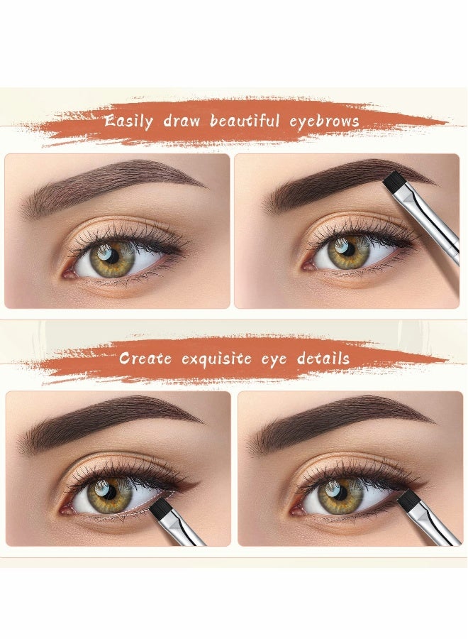 Eyebrow Brush, 6 Pieces Makeup Brush Set Flat Eyeliner Brush Thin Angled Brush and Comb Firm Brow Brush Eye Shadow Brush Point Black Duo Spoolie Brushes for Eye Makeup  - Image 4