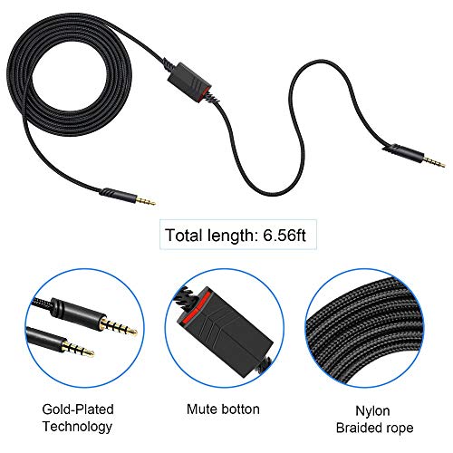 MQDITH 2.0M Replacement Audio Cable Compatible with Astro A40 A40TR Gaming Headset, Inline Mute Wire and No Volume Control Cord (Nylone Cord) - Image 4