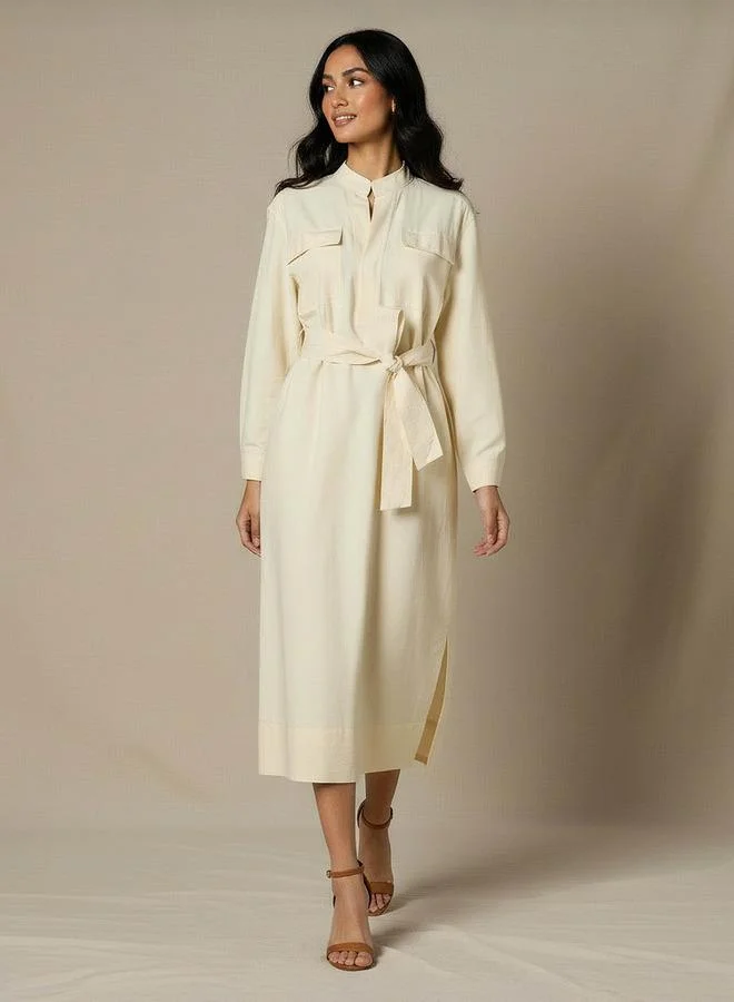 Splash FAV A-line Midi Dress with Belt