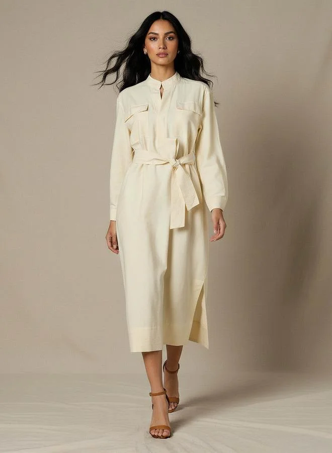 Splash FAV A-line Midi Dress with Belt