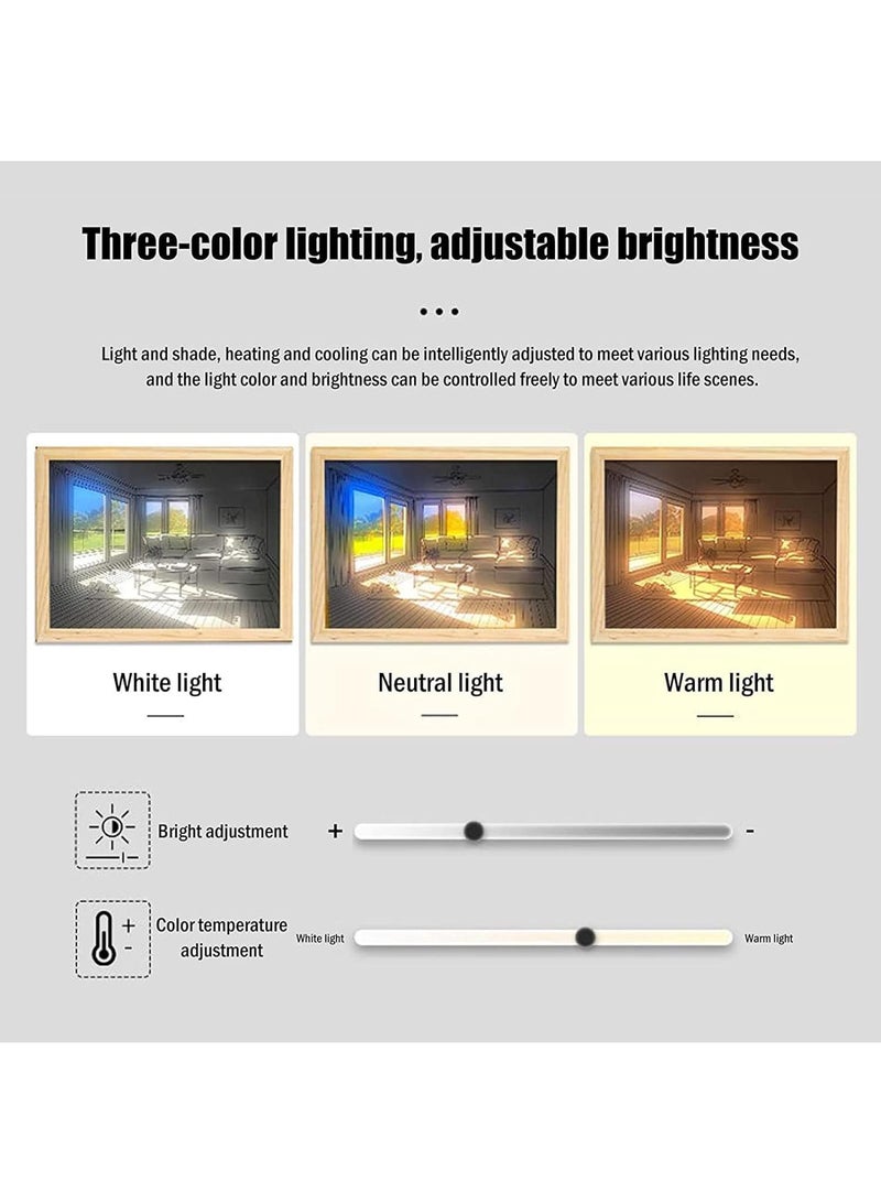 general Van Gogh Lighting Painting Decoration 3 Colors LED Light Painting Wall Decoration Art Of Light And Shadow Photo Frames LED Luminous Photo Frame Family Bedroom Living Room Night Lights - Image 3