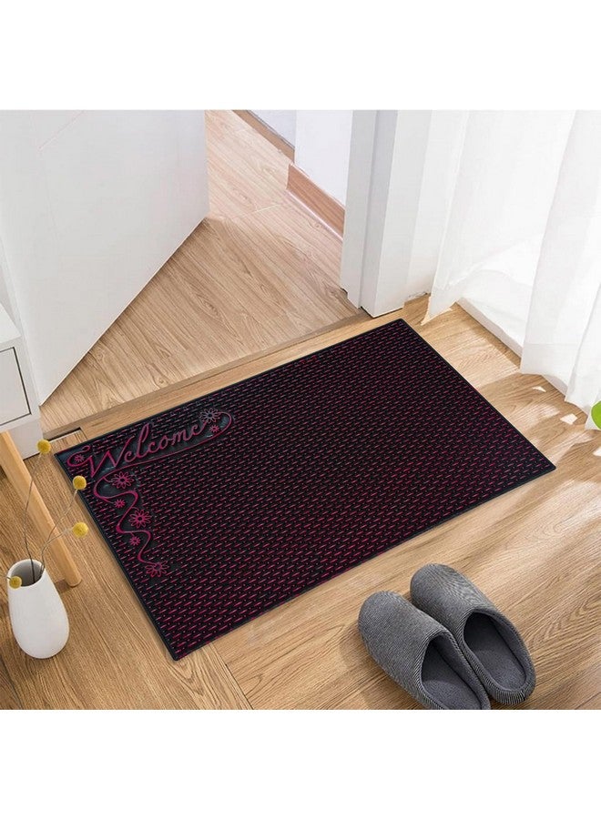 Kuber Industries Door Mat | Rubber Mud Trapper Mat | Welcome Mat | Floor mat | Door Mat for Home Entrance | Bathroom Mat | Entry Way Doormat | Black & Maroon - Image 1