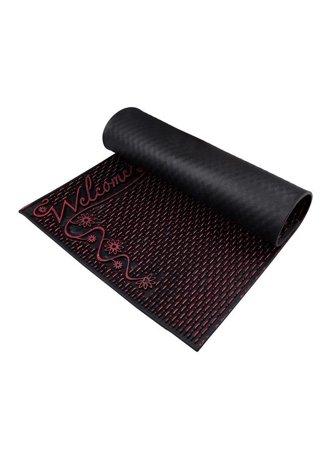 Kuber Industries Door Mat | Rubber Mud Trapper Mat | Welcome Mat | Floor mat | Door Mat for Home Entrance | Bathroom Mat | Entry Way Doormat | Black & Maroon - Image 2