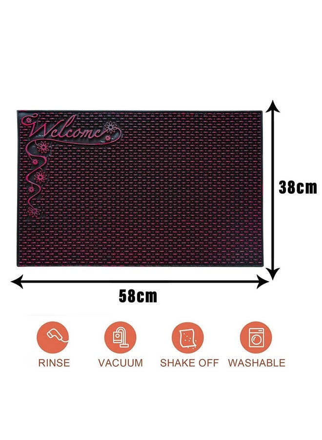 Kuber Industries Door Mat | Rubber Mud Trapper Mat | Welcome Mat | Floor mat | Door Mat for Home Entrance | Bathroom Mat | Entry Way Doormat | Black & Maroon - Image 3