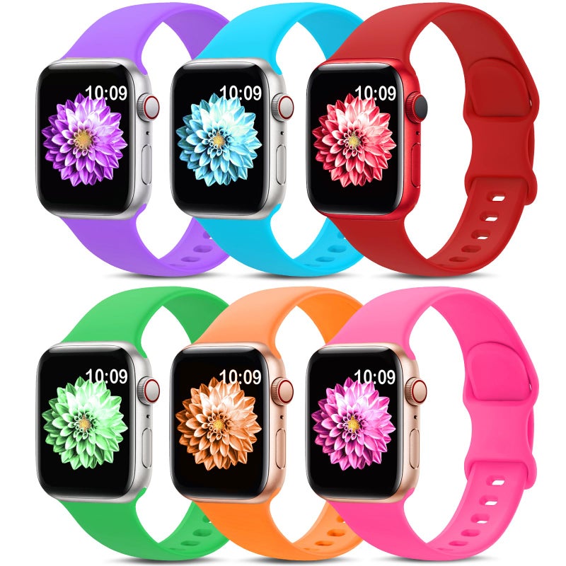 AMSKY 6 Pack Sport Bands Compatible with Apple Watch Band 38mm 40mm 41mm 42mm 44mm 45mm 49mm 46mm,Silicone Waterproof Strap for iWatch Apple Watch Series 11 10 9 Ultra 8 7 6 5 4 3 2 1 SE Women Men - Image 1