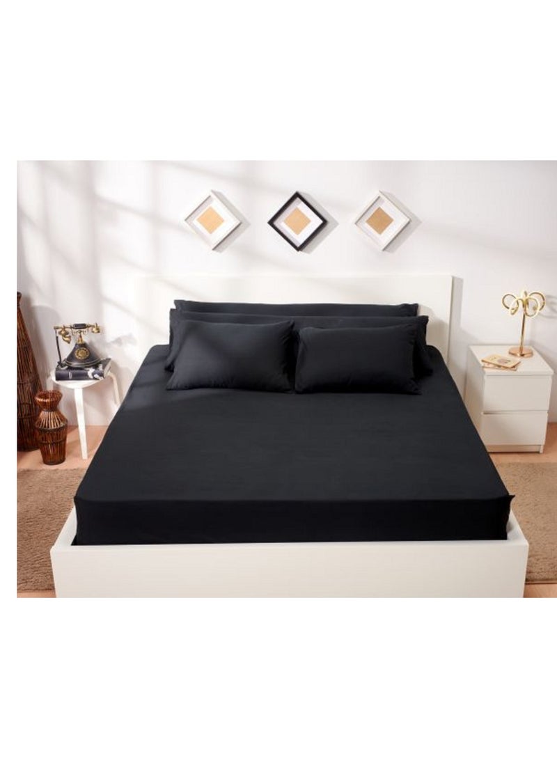 Lantique Cotton Solid Bed Sheet 90 cm - black 