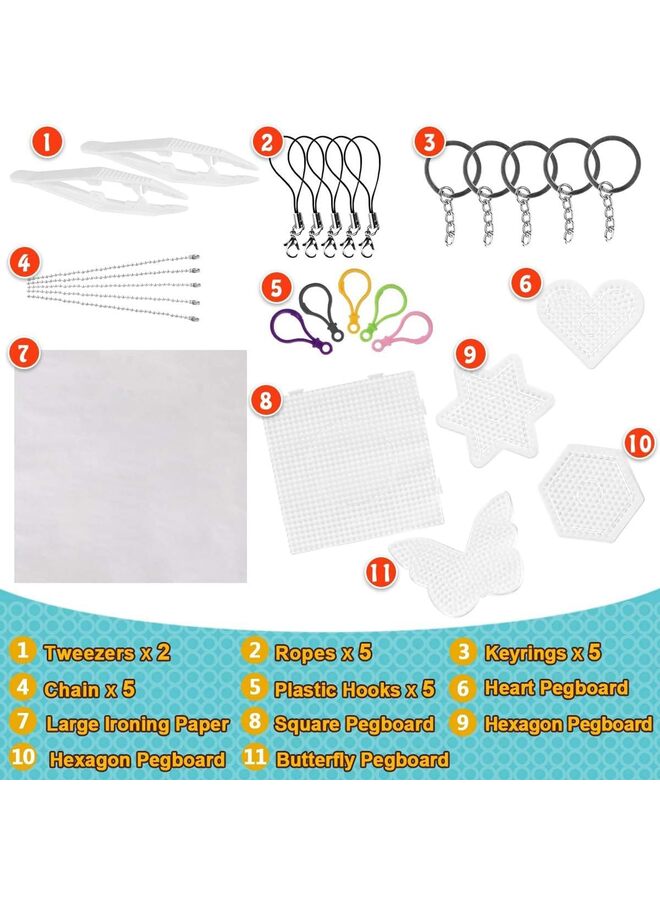 Fuse Beads Kit - 11,000 pcs 36 Color Beads for Craft for Girls Age 5-12 Year Old,5MM Melty Beads Set Including 5 Pegboards, Ironing Paper & Chain Accessories Iron Beads - Image 2