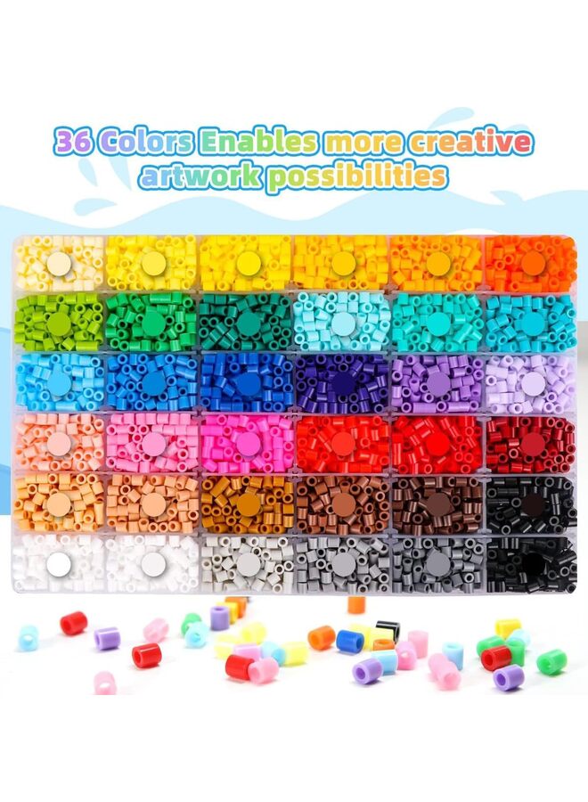 Fuse Beads Kit - 11,000 pcs 36 Color Beads for Craft for Girls Age 5-12 Year Old,5MM Melty Beads Set Including 5 Pegboards, Ironing Paper & Chain Accessories Iron Beads - Image 4