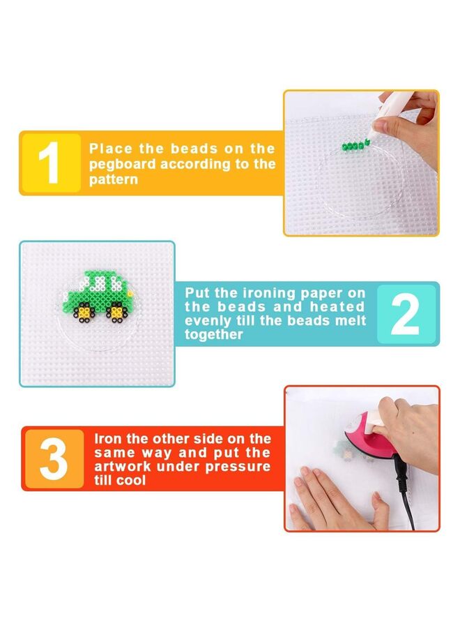 Fuse Beads Kit - 11,000 pcs 36 Color Beads for Craft for Girls Age 5-12 Year Old,5MM Melty Beads Set Including 5 Pegboards, Ironing Paper & Chain Accessories Iron Beads - Image 3