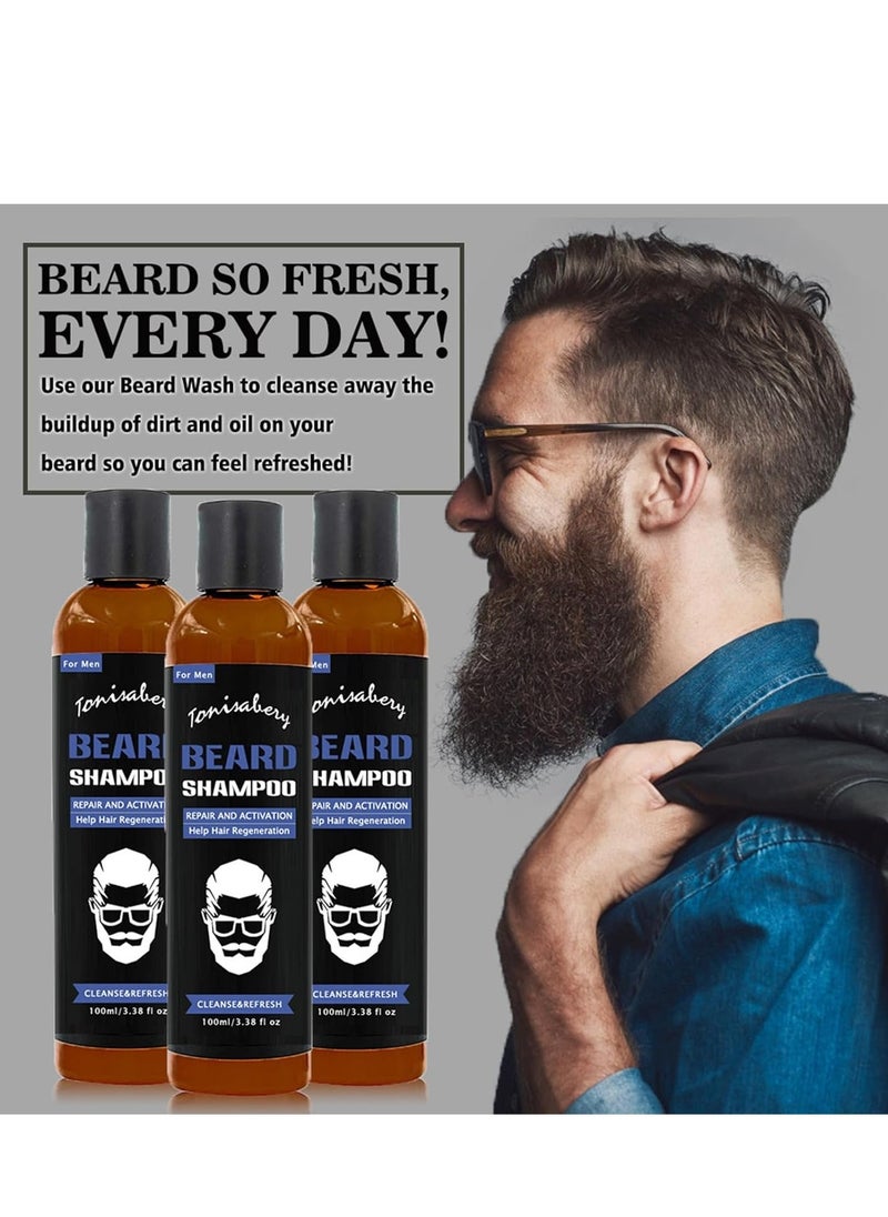 TONISABERY - Men's Beard Shampoo, Moisturises and Softens Beard, Beard Anti-Dandruff Shampoo for Dry Skin, Reduces Itching and Beard Dandruff, Beard Lotion, Facial Hair Shampoo, Men's Beard Care(100ml) - Image 1