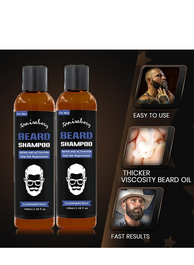 TONISABERY - Men's Beard Shampoo, Moisturises and Softens Beard, Beard Anti-Dandruff Shampoo for Dry Skin, Reduces Itching and Beard Dandruff, Beard Lotion, Facial Hair Shampoo, Men's Beard Care(100ml) - Image 1