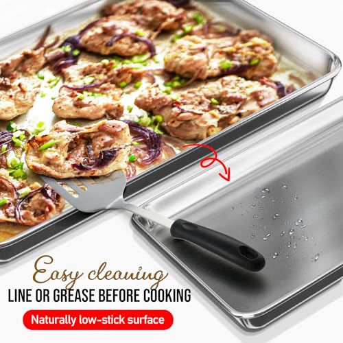 Eatex Aluminum Baking Sheet Set, 2 Pack Cookie Sheet Set, 18” x 13” Steel Baking Pan Set, Quality Cookie Sheets for Baking Nonstick, Half Sheet Baking Pans Set, Baking Sheets for Oven, Half Sheet Pan - Image 4