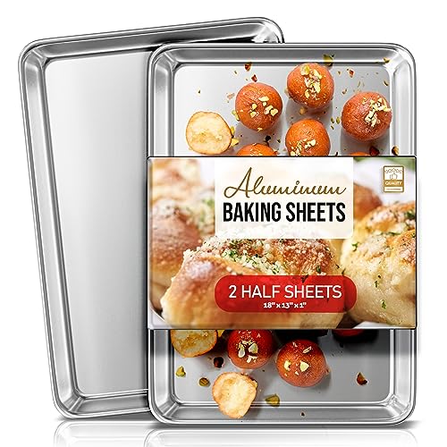 Eatex Aluminum Baking Sheet Set, 2 Pack Cookie Sheet Set, 18” x 13” Steel Baking Pan Set, Quality Cookie Sheets for Baking Nonstick, Half Sheet Baking Pans Set, Baking Sheets for Oven, Half Sheet Pan - Image 1