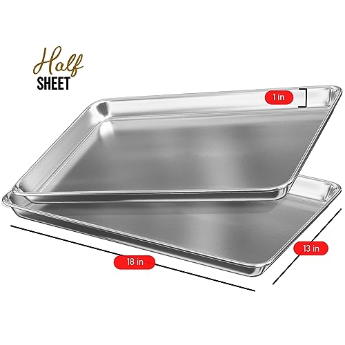 Eatex Aluminum Baking Sheet Set, 2 Pack Cookie Sheet Set, 18” x 13” Steel Baking Pan Set, Quality Cookie Sheets for Baking Nonstick, Half Sheet Baking Pans Set, Baking Sheets for Oven, Half Sheet Pan - Image 2