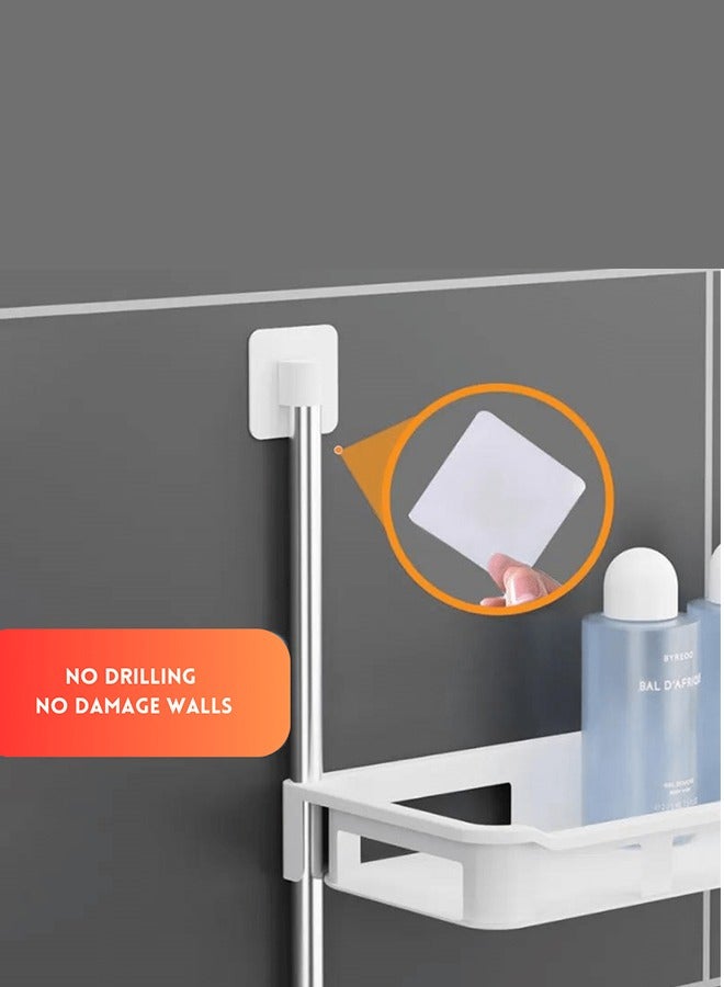 RACK STORE 3-Tier Toilet Tank Top Caddy White Plastic Short Metal Wall Mount Bathroom Organizer Stainless Steel Pipe Tension Rod Shelf Bathroom And Kitchen Sink Top Storage Rack With Supporting Feet - Image 4