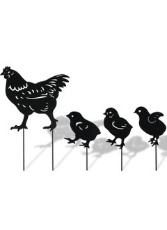 Excefore Chicken Yard Art Metal Stakes, 4Pcs Metal Chicken Garden Stakes, Garden Insert Hen Sculpture Ornament, Metal Chicken Shape Statue, Chicken Art Silhouette Statue for Garden Decor Patio Outdoor  - Image 1