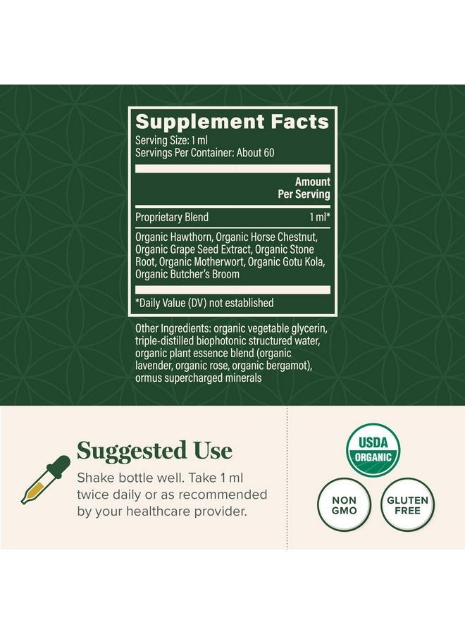 global healing center مكمل سائل نباتي لصحة الأوردة من جلوبال هيلينغ - قطرات نباتية لدعم تدفق الدم والدورة الدموية، تساعد في علاج الأوردة العنكبوتية والدوالي لأرجل صحية - جذور كستناء الحصان العضوية - 2 أونصة سائلة - Image 3