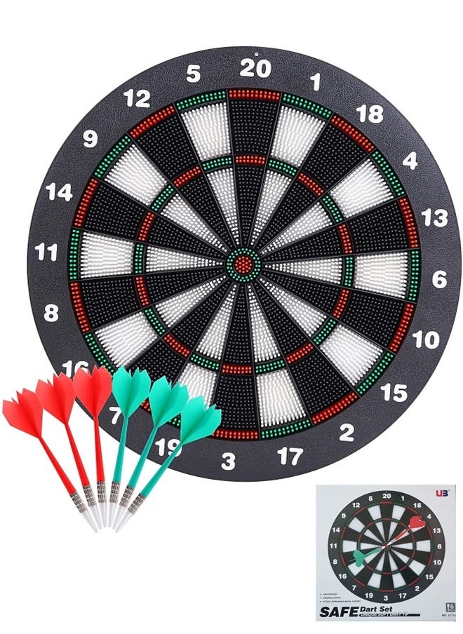 UB Safety Dart Board Toy -16 Inch Rubber Dartboard Game with 6 Soft Tip Darts for Kids and Adults, Party, Office and Family Leisure Sport  - Image 1