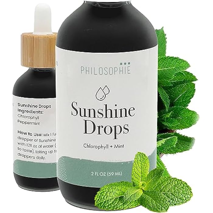 Philosophie Liquid Chlorophyll Sunshine Drops for Water | Organic Chlorophyll Drops with Mint for Detox, Internal Deodorant & Energy Boost | Natural Vegan Supplement, Non-GMO, 2oz - Image 1