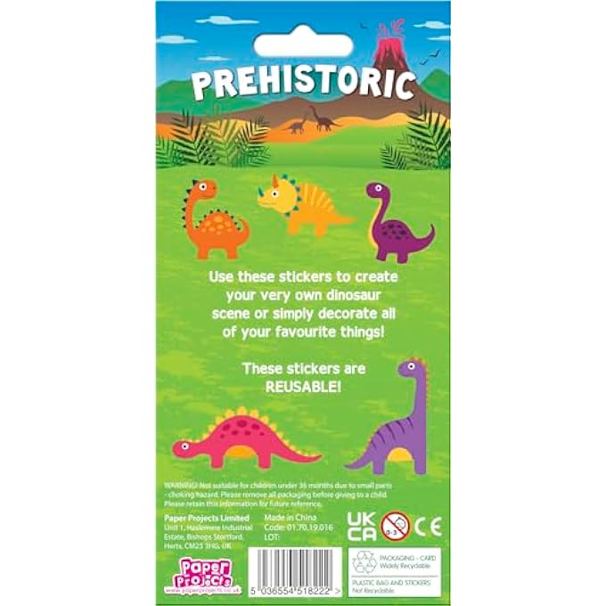 Paper Projects 01.70.19.016 Prehistoric 3D Squishy Foam Reusable Stickers - Image 2