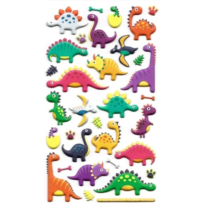Paper Projects 01.70.19.016 Prehistoric 3D Squishy Foam Reusable Stickers - Image 3