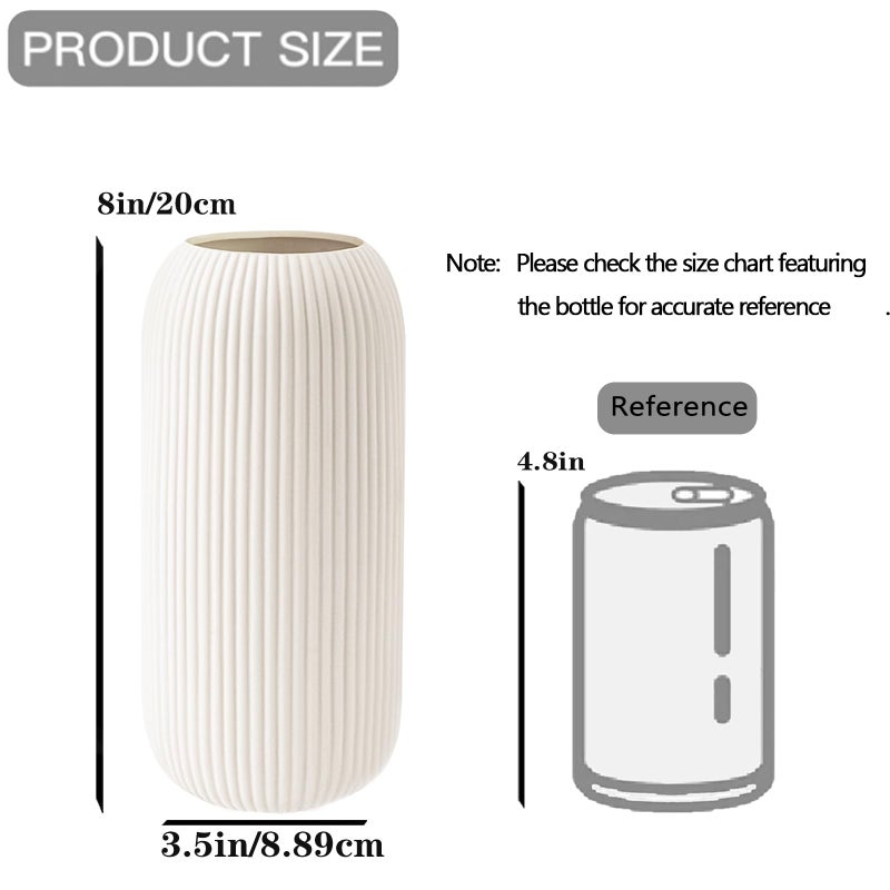RIKBVOM Ceramic Vase for Flowers â€“ Modern Small Ribbed Textured Flower Vase for Home Decor, Pampas Grass, Decorative, Farmhouse, Coffee Table, Kitchen Centerpieces, Bookshelf and Home Living (White) - Image 5