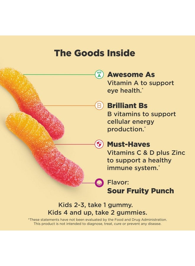OLLY Kids Multivitamin Gummy Worms, Overall Health and Immune Support, Vitamins and Minerals A, C, D, E, Bs and Zinc, Chewable Supplement, Sour Fruit Punch, 45 Day Supply - 70 Count - Image 3