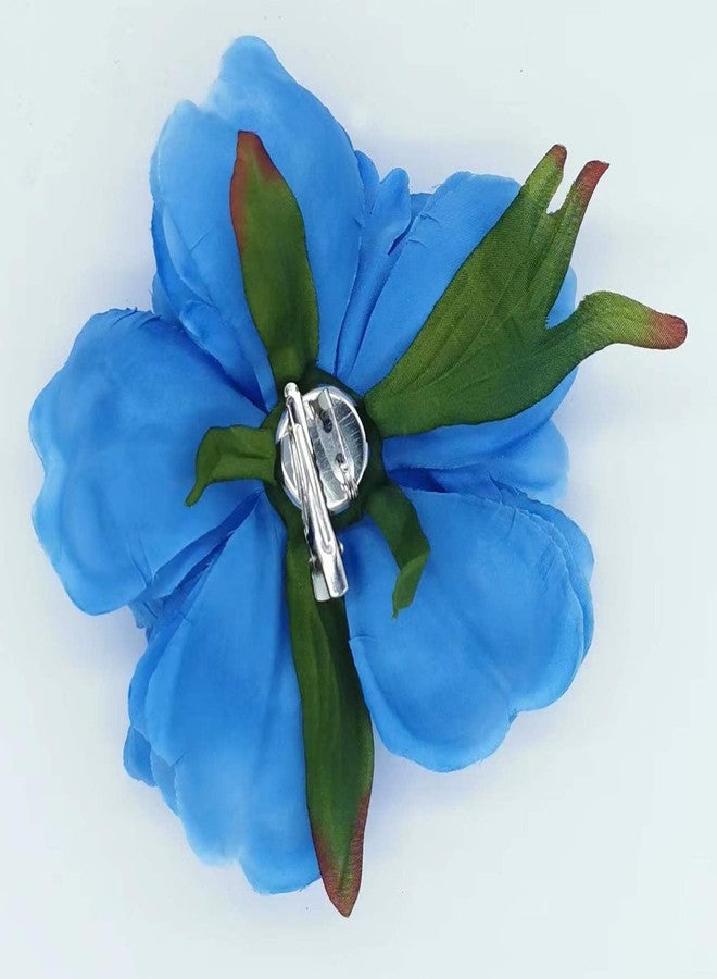 Kriccio Peony Flower Hair Clip Hanfu Hairpin Bridesmaid Pin up Flower Brooch Party Wedding Decor (one size, blue) - Image 4