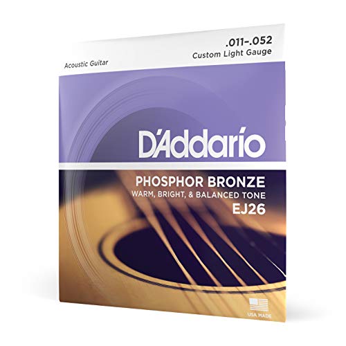 D'Addario EJ26 Acoustic 11-52 Custom Light Guitar Strings made of Phosphor Bronze for Warm, Bright & Balanced Tone - Image 1