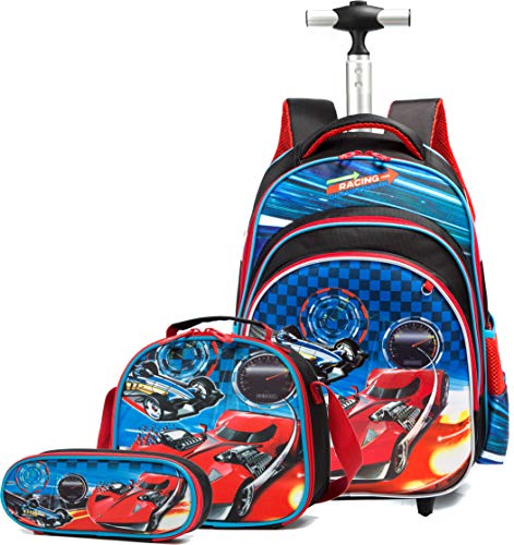 Meetbelify 3Pcs Rolling Backpack for Boys,School Backpack with Wheels for Boys - Image 1