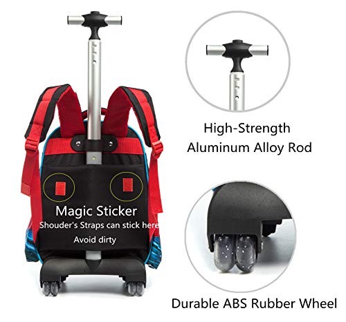 Meetbelify 3Pcs Rolling Backpack for Boys,School Backpack with Wheels for Boys - Image 5