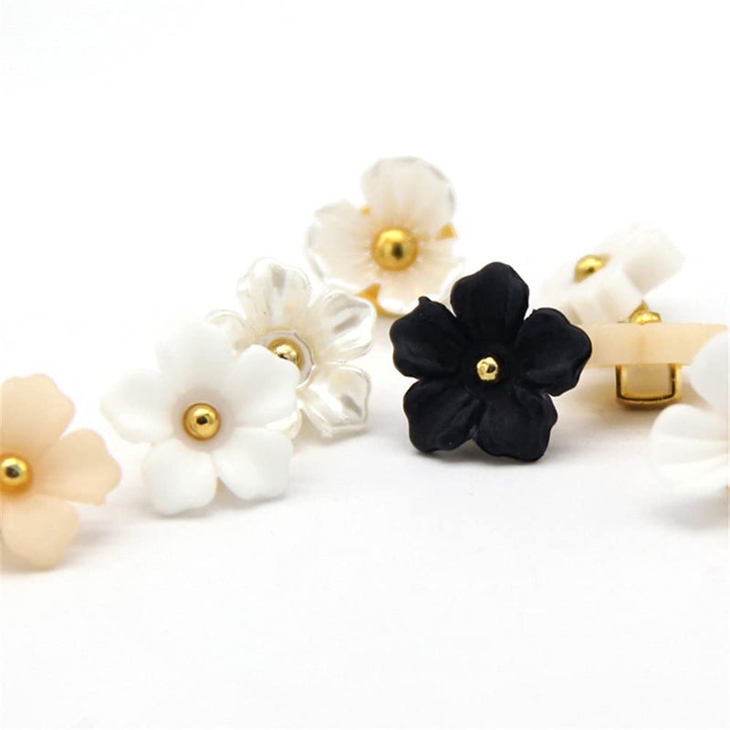 vingol 20 Pcs Flower Plastic Decorative Buttons Shirt Buttons Sewing Handmade Accessories (Black, 13mm) - Image 4