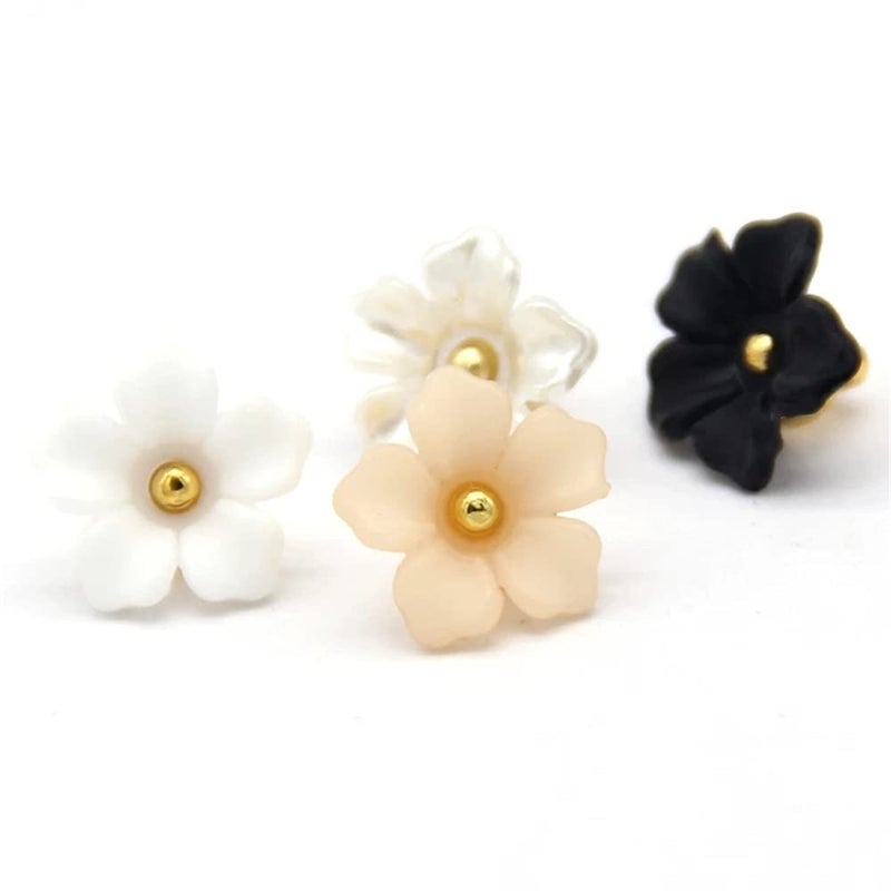 vingol 20 Pcs Flower Plastic Decorative Buttons Shirt Buttons Sewing Handmade Accessories (Black, 13mm) - Image 2