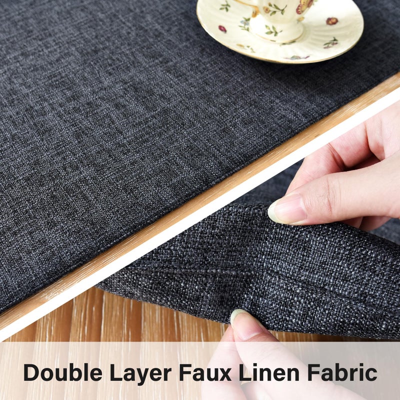 NEWISHER Farmhouse Rustic Faux Linen Table Runner Neutral Charcoal Table Runners Double Layer Reversible Rectangle Runners for Daily Use Kitchen Dining Banquet Holiday 13x36 Inch - Image 3