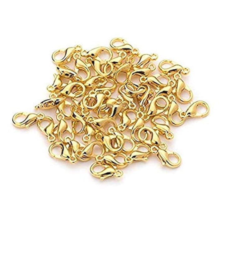 LASSUM 100 Pcs Stainless Steel Lobster Claw Clasps 7x12mm Gold Plated Lobster Claw Clasps for Jewelry Necklaces Bracelet Making