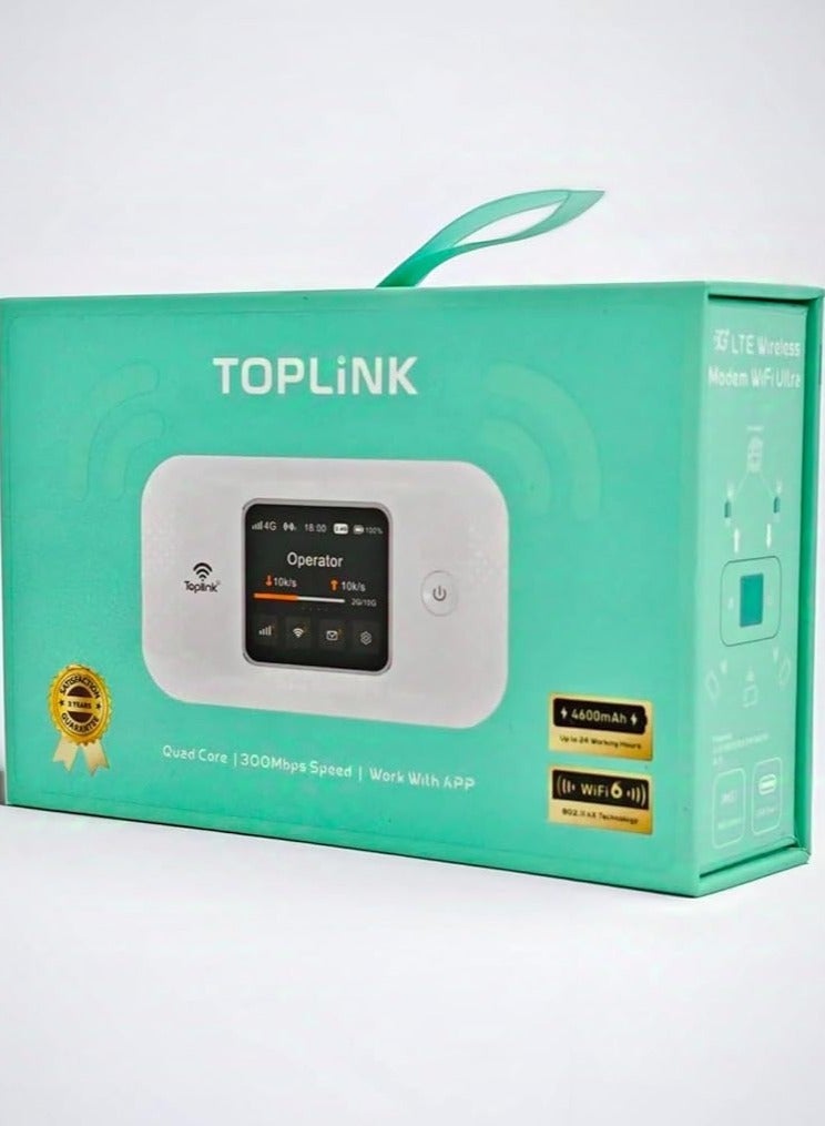TOPLINK MR57 Ultra 4G Pocket Mobile Wi-Fi Router With 4600mAh Battery  LTE Cat4  Connects Up 12 Users 300Mbps Wireless(White) - Image 5