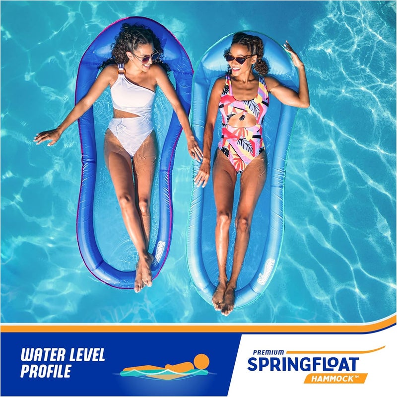 SwimWays Spring Float Premium Hammock Pool Lounger, Inflatable Pool Floats Adult with Fast Inflation for Ages 15 & Up, Sky Blue - Image 5