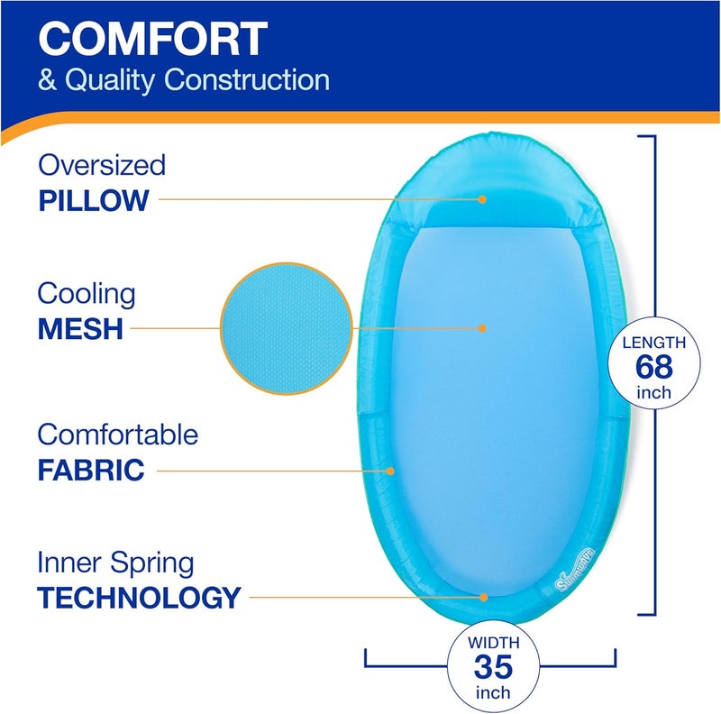 SwimWays Spring Float Premium Hammock Pool Lounger, Inflatable Pool Floats Adult with Fast Inflation for Ages 15 & Up, Sky Blue - Image 3