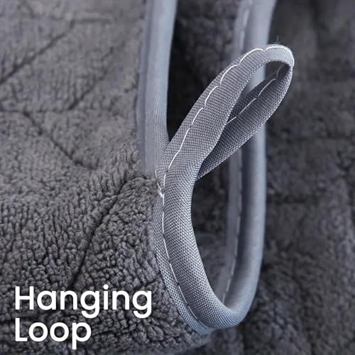 MAXOSHINE Microfiber Towels for Bath Large Size-Super Soft Coral Fleece Bathing Towel with Hook Quick Dry Super Absorbent-Bath Towel for Men and Women-70x140 cm 350 GSM (Grey/Pink, Pack of 2) - Image 2
