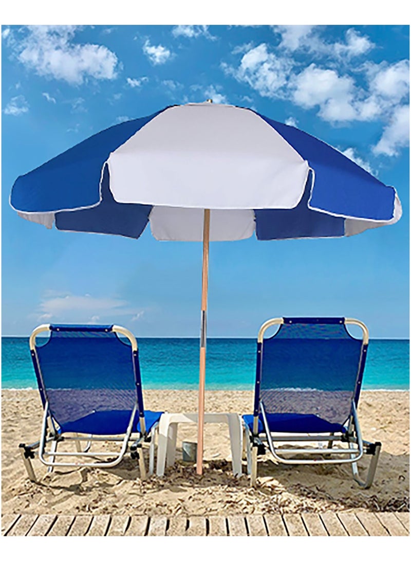 بترون مظلة الشاطئ - أبيض وأزرق - Image 2