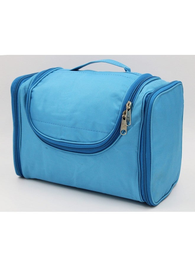 LUCES Fabric Multipurpose Makeup Bag Travel Vanity Hanging Jewellery Cosmetic Pouch for Women Necklace Storage Box Toiletry Necklace Wardrobe Organizer Sky Blue - Image 4