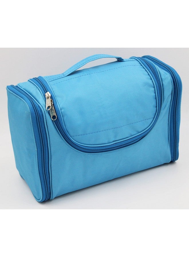 LUCES Fabric Multipurpose Makeup Bag Travel Vanity Hanging Jewellery Cosmetic Pouch for Women Necklace Storage Box Toiletry Necklace Wardrobe Organizer Sky Blue - Image 2