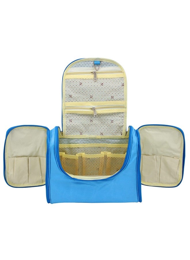 LUCES Fabric Multipurpose Makeup Bag Travel Vanity Hanging Jewellery Cosmetic Pouch for Women Necklace Storage Box Toiletry Necklace Wardrobe Organizer Sky Blue - Image 1