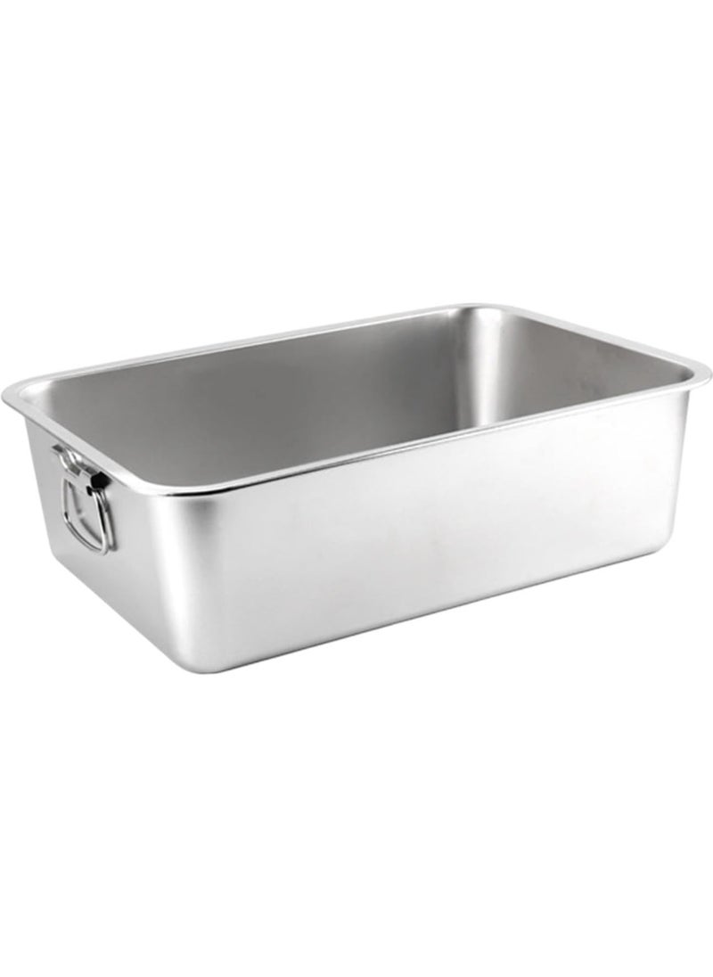 Generic Stainless Stainless Cat Litter Box, Large Cat Litter Box, Indoor Pet Toilet Supplies for Kitten, Rabbit, Non Stick, No Smell, Easy to Clean (Handle, 23.5 * 15.8 * 5.9in)  - Image 1