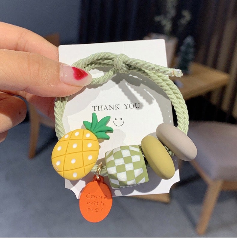 Loquat Cute Fruit Elastic Hair Ties Korean Style #1133#2 pineapple