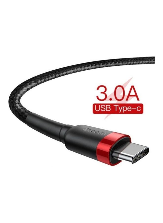بيسوس كابل كافيول Type C USB بتيار 3 أمبير وطول متر واحد أحمر- أسود - Image 3